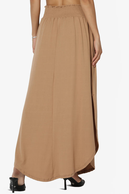 Alisah Smocked Waist Pocket Slit Maxi Skirt PLUS