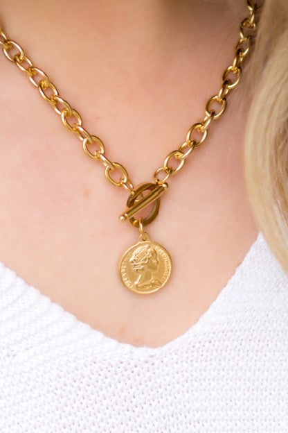 Aili's Corner Coin Accent Chain Necklace