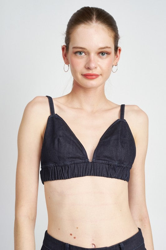 Emory Park DENIM BUSTIER TOP
