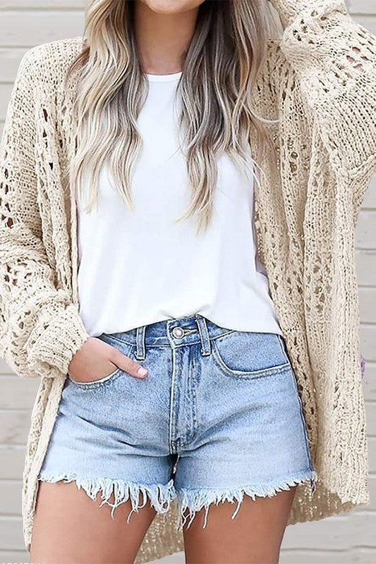EG fashion Crochet Dolman Knit Sleeve Cardigan
