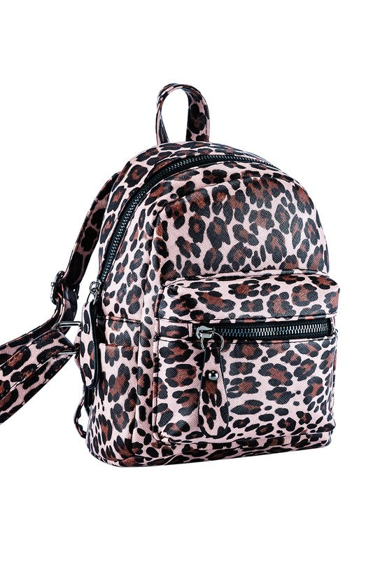 Bella Chic LEOPARD PRINT PU LEATHER MINI BACKPACK