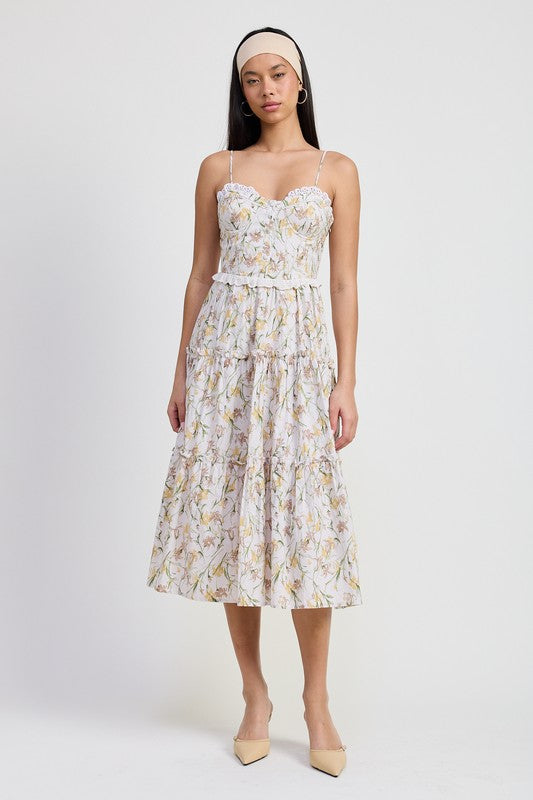 Emory Park MIDI FLORAL CORSET DRESS