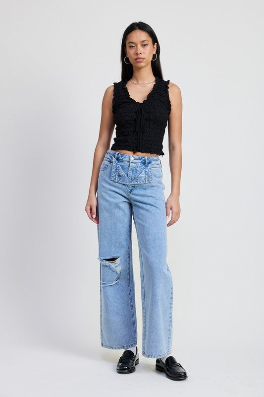 Emory Park LAYERED STRAIGHT LEG DENIM PANT