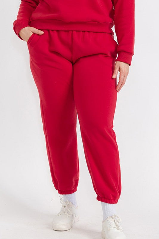 Capella Plus Size Poly Fleece Elastic Waist Joggers
