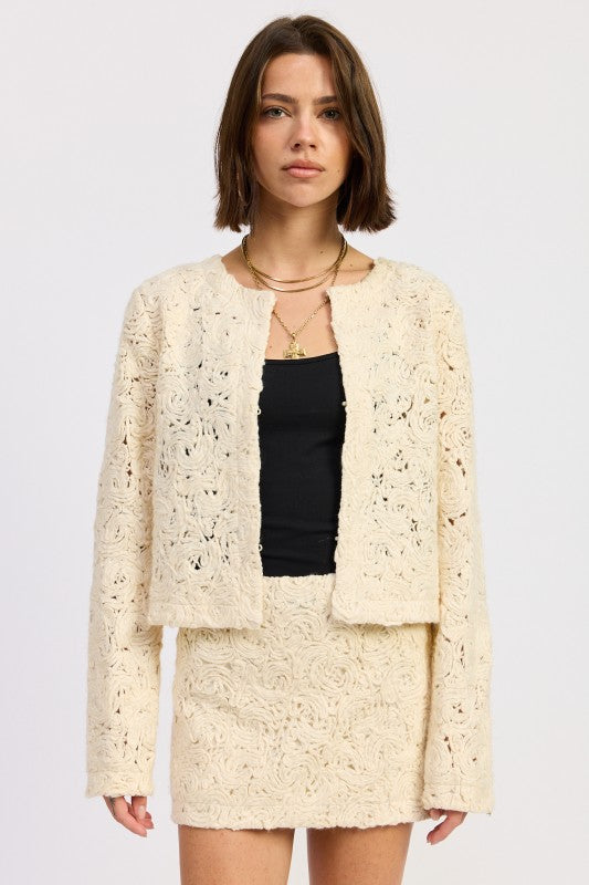 Emory Park NOVELTY MACRAME CROPPED JACKET