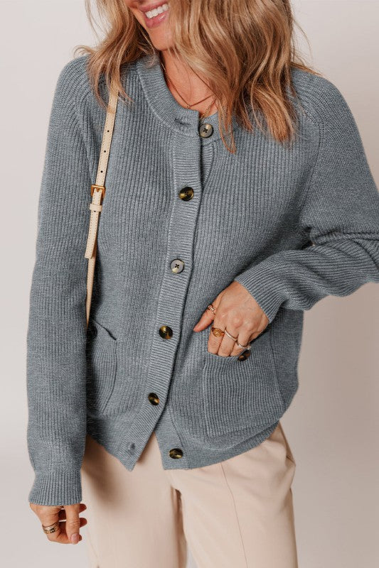 JUNIPER BLVD Chunky Knit Button-Front Cardigan Sweater