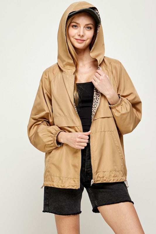 Sweet Generis REVERSIBLE CONTRAST PRINT ZIP UP WINDBREAKER HOODIE