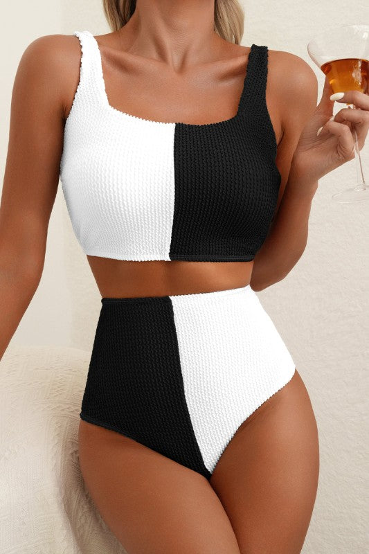 JUNIPER BLVD Colorblock Corded Square Neck Bikini Swimsuit