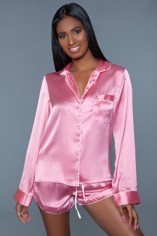 BE WICKED Sadie Long Sleeve Top & Shorts Pajama set