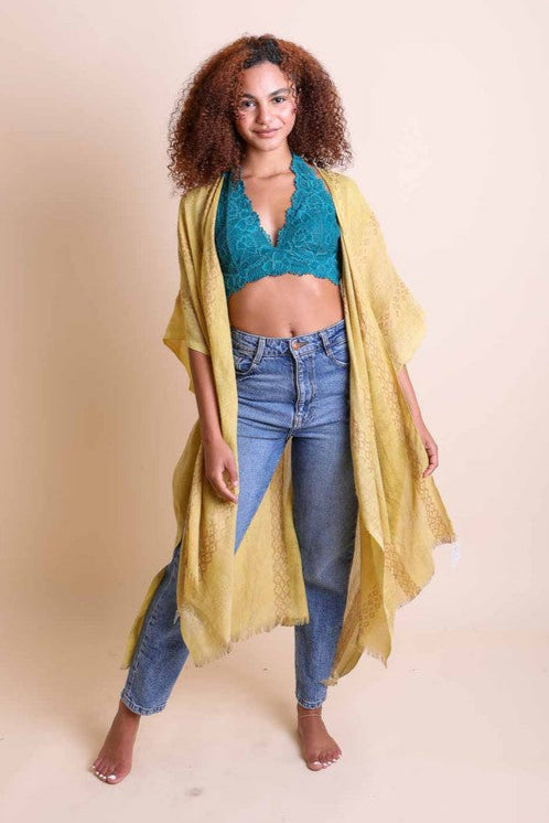 Leto Woven Long Line Tribal Kimono