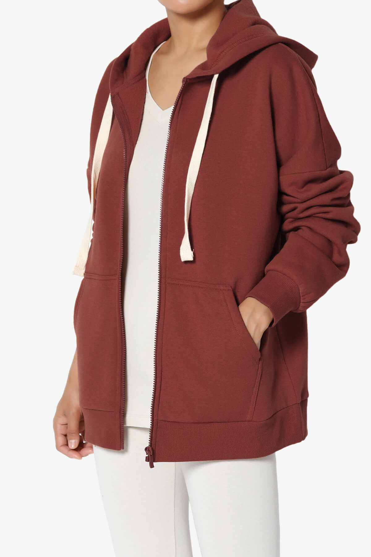 Accie Fleece Zip Hooded Jacket BRICK_3