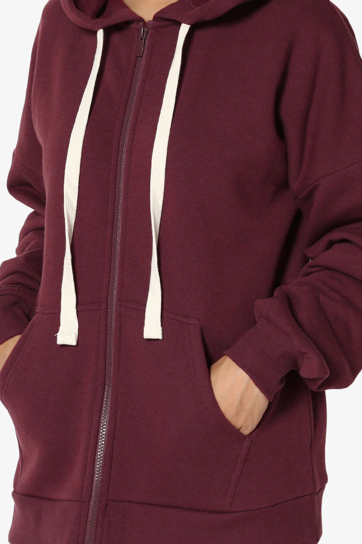 Accie Fleece Zip Hooded Jacket DARK BURGUNDY_5