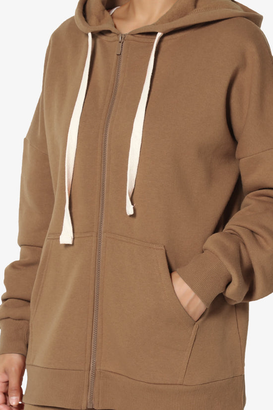 Accie Fleece Zip Hooded Jacket DARK CAMEL_5