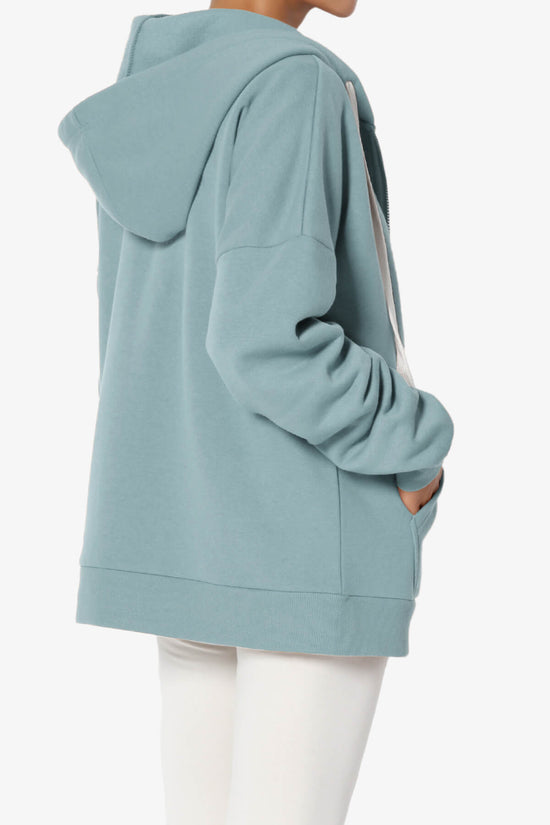 Accie Fleece Zip Hooded Jacket DUSTY BLUE_4