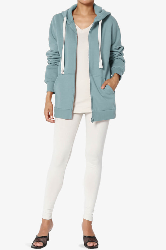 Accie Fleece Zip Hooded Jacket DUSTY BLUE_6