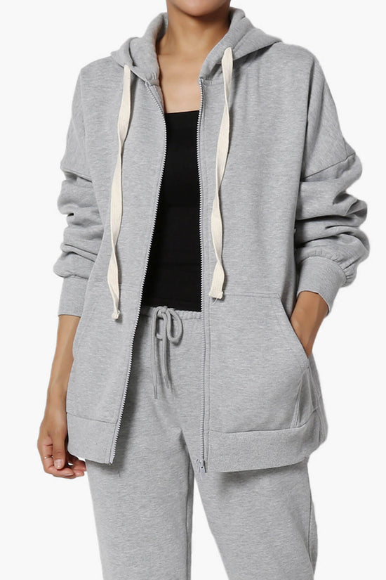 Accie Fleece Zip Hooded Jacket HEATHER GREY_1