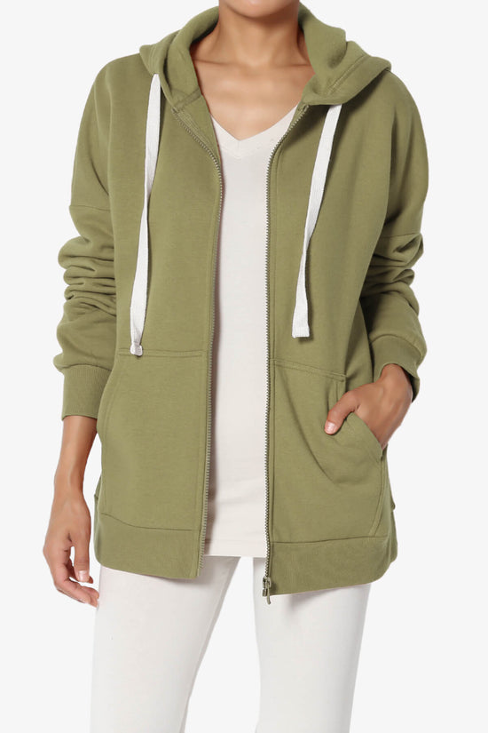 Accie Fleece Zip Hooded Jacket KHAKI GREEN_1
