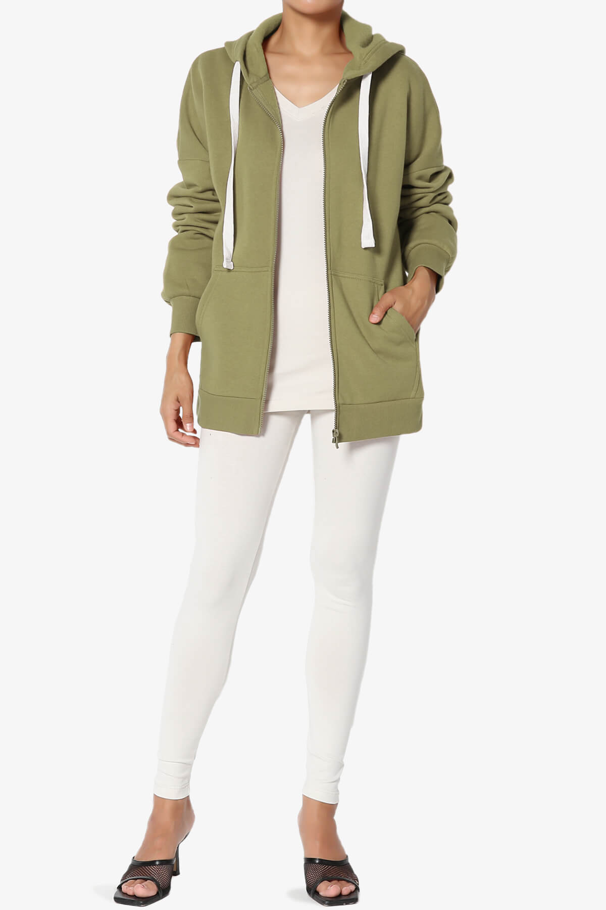 Accie Fleece Zip Hooded Jacket KHAKI GREEN_6