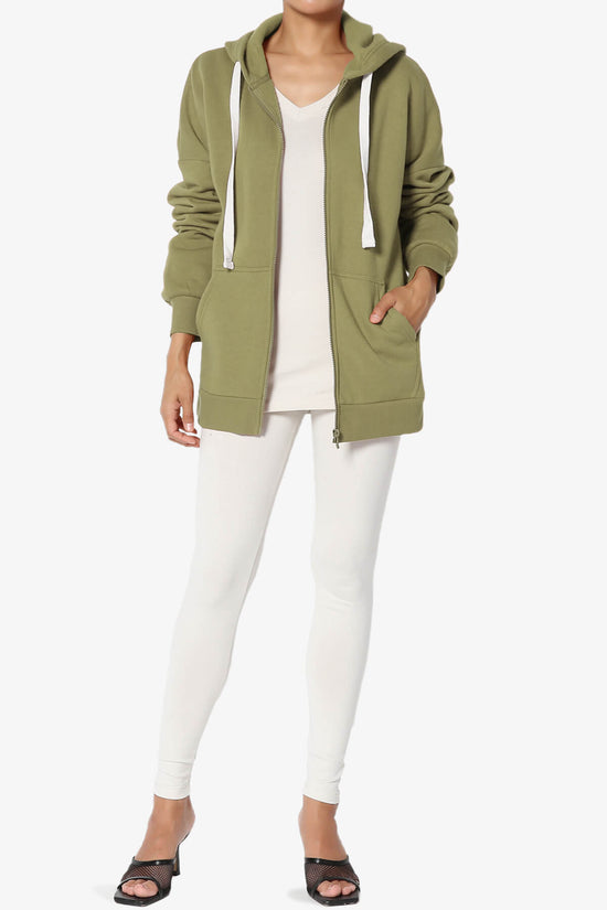 Accie Fleece Zip Hooded Jacket KHAKI GREEN_6