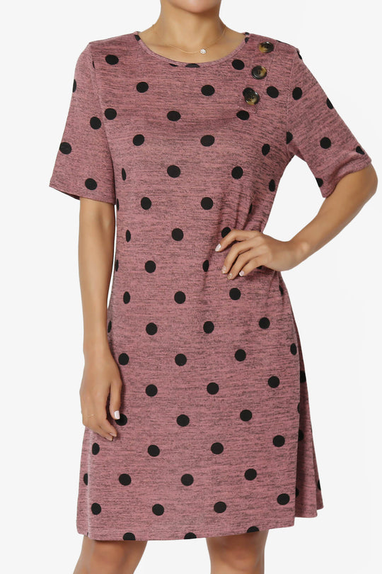 Aidan Polka Dot Slub Knit Shift T-Shirt Dress