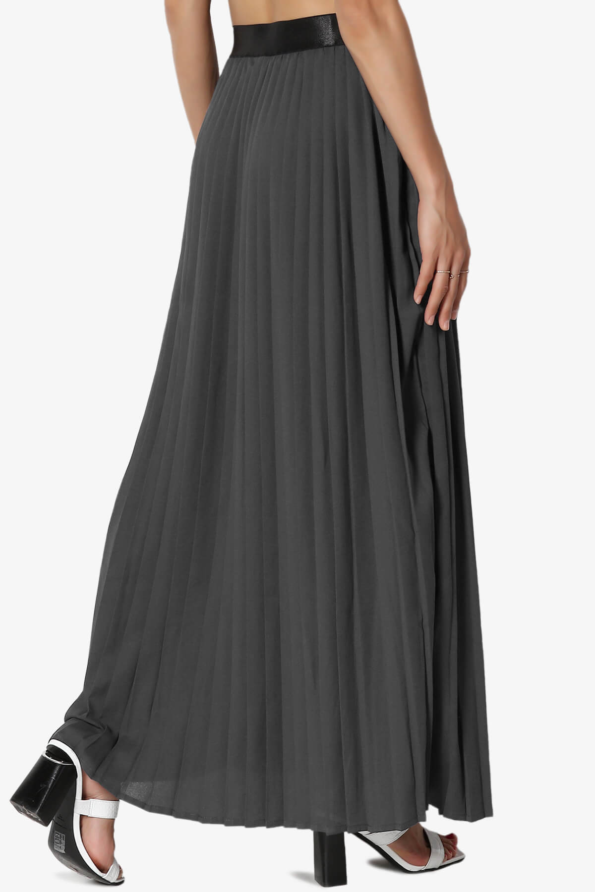 Barria Flowy Maxi Pleated Skirt ASH GREY_4