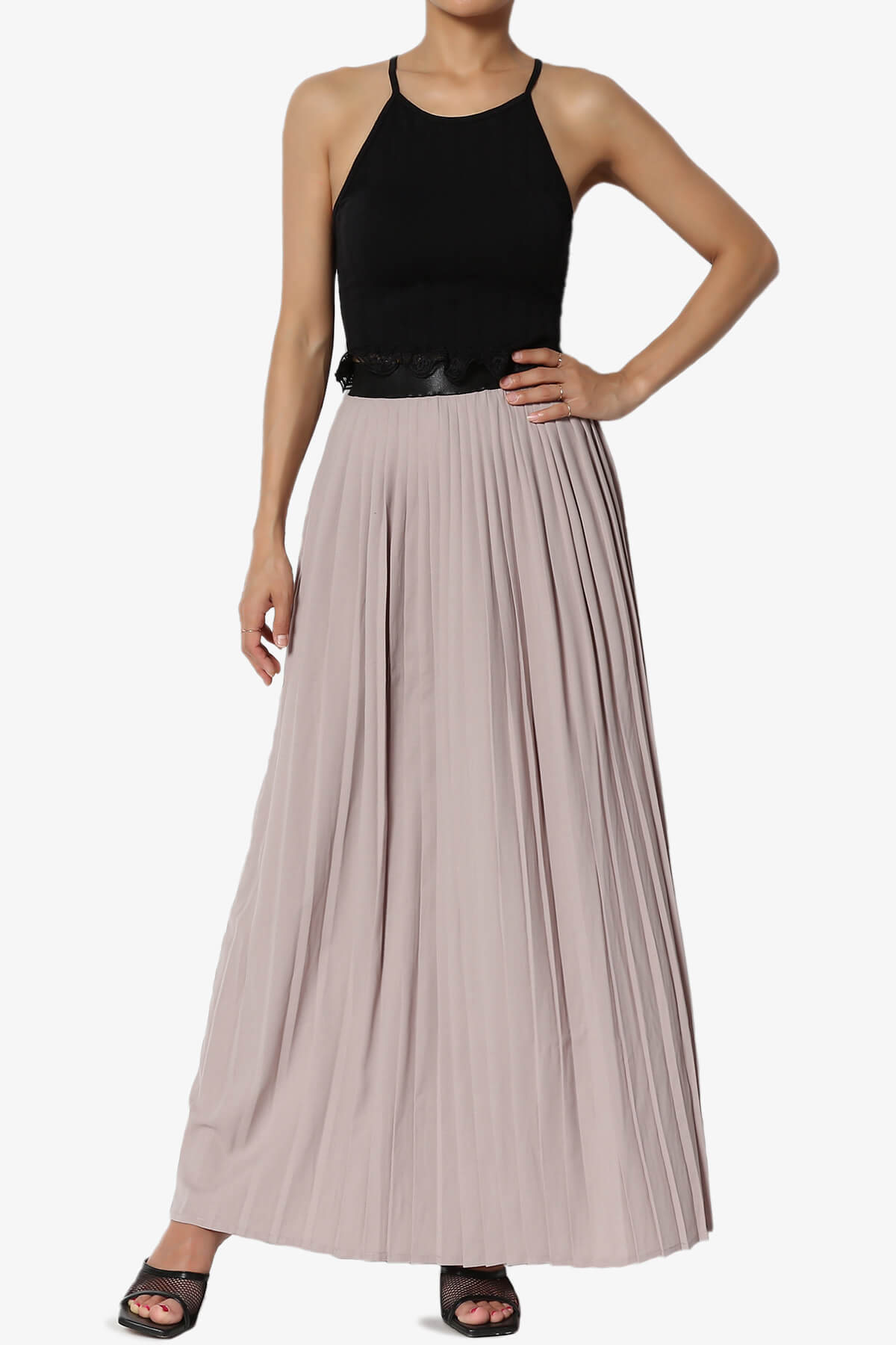 Barria Flowy Maxi Pleated Skirt LIGHT MOCHA_6