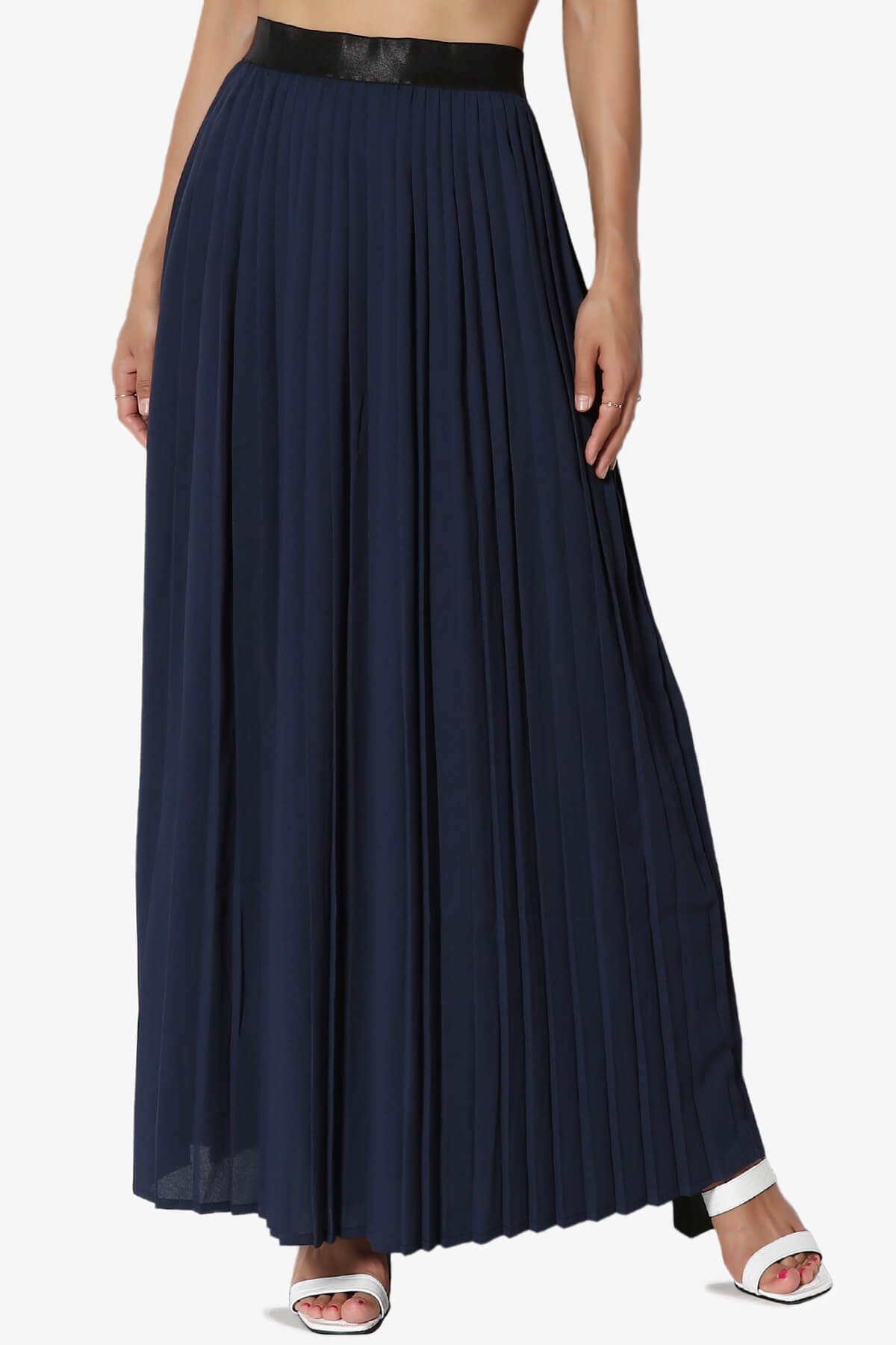 Barria Flowy Maxi Pleated Skirt NAVY_1