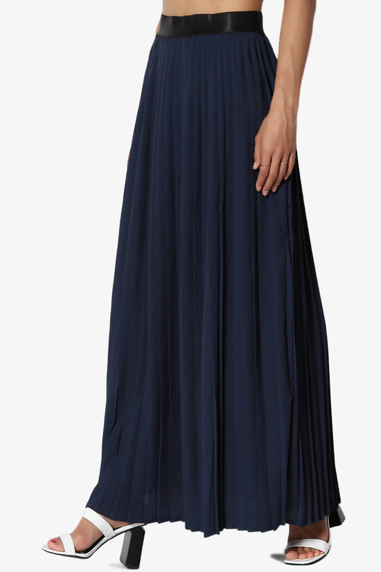 Barria Flowy Maxi Pleated Skirt NAVY_3