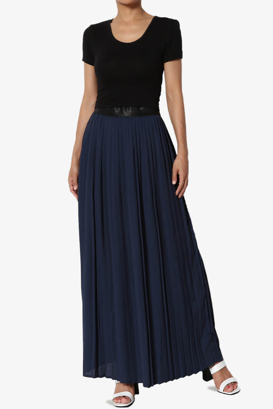 Barria Flowy Maxi Pleated Skirt NAVY_6