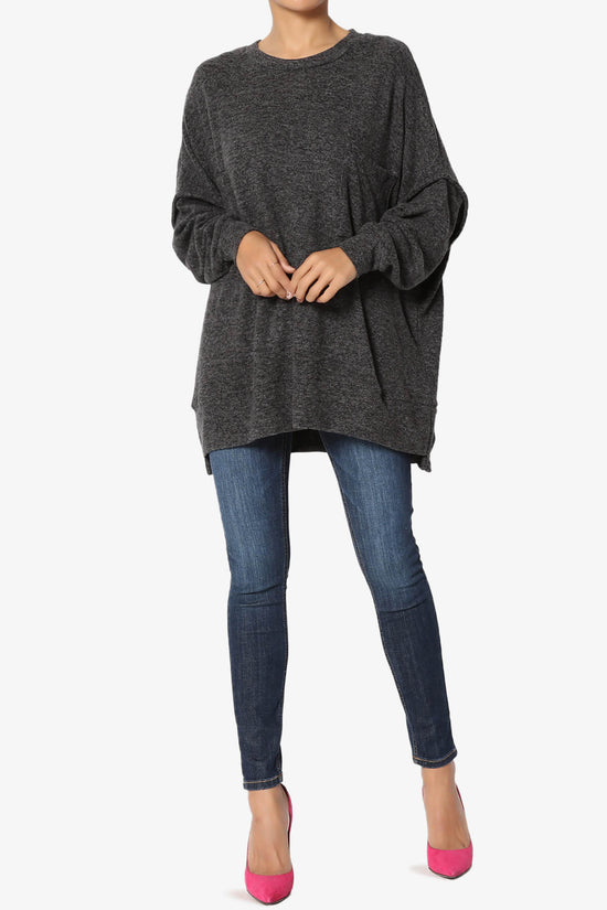 Breccan Blushed Knit Oversized Sweater BLACK_6