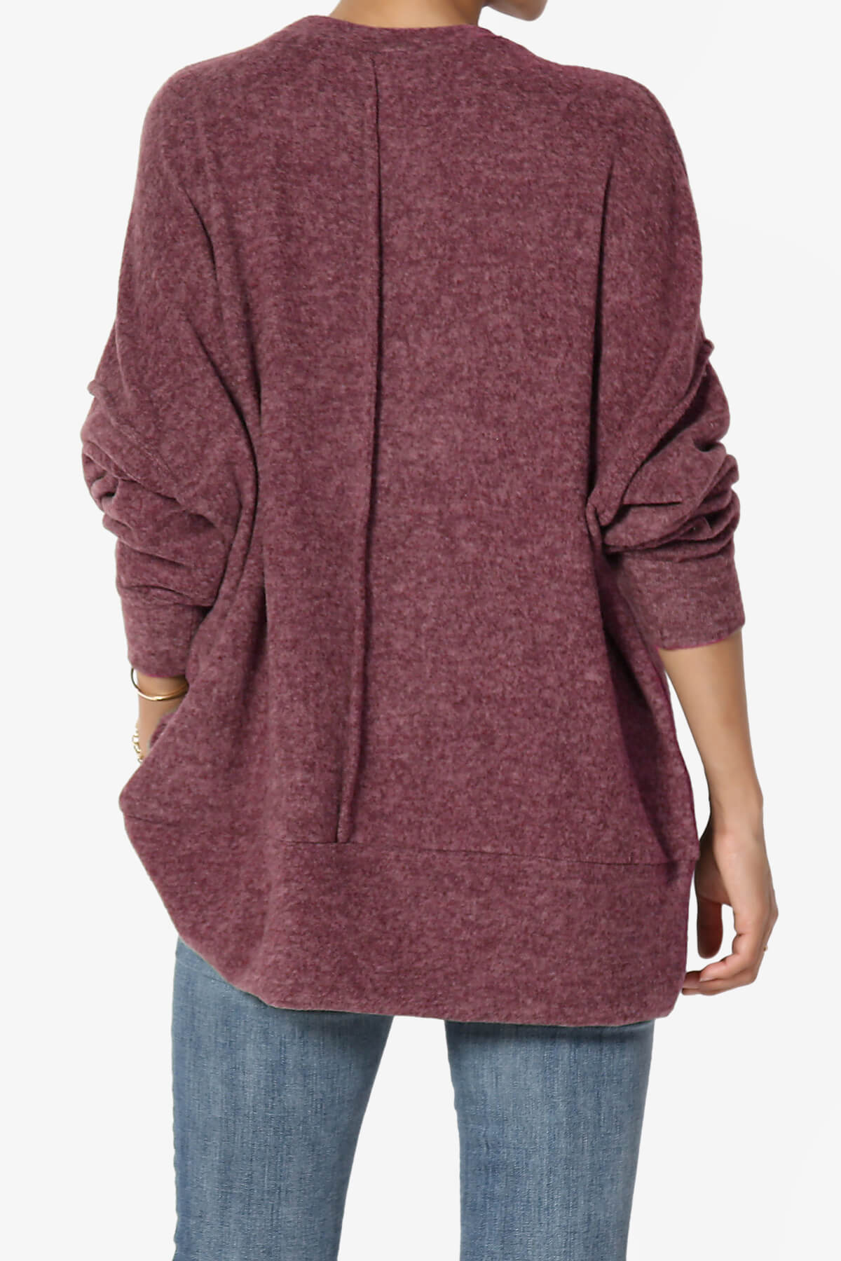 Breccan Blushed Knit Oversized Sweater DARK BURGUNDY_2