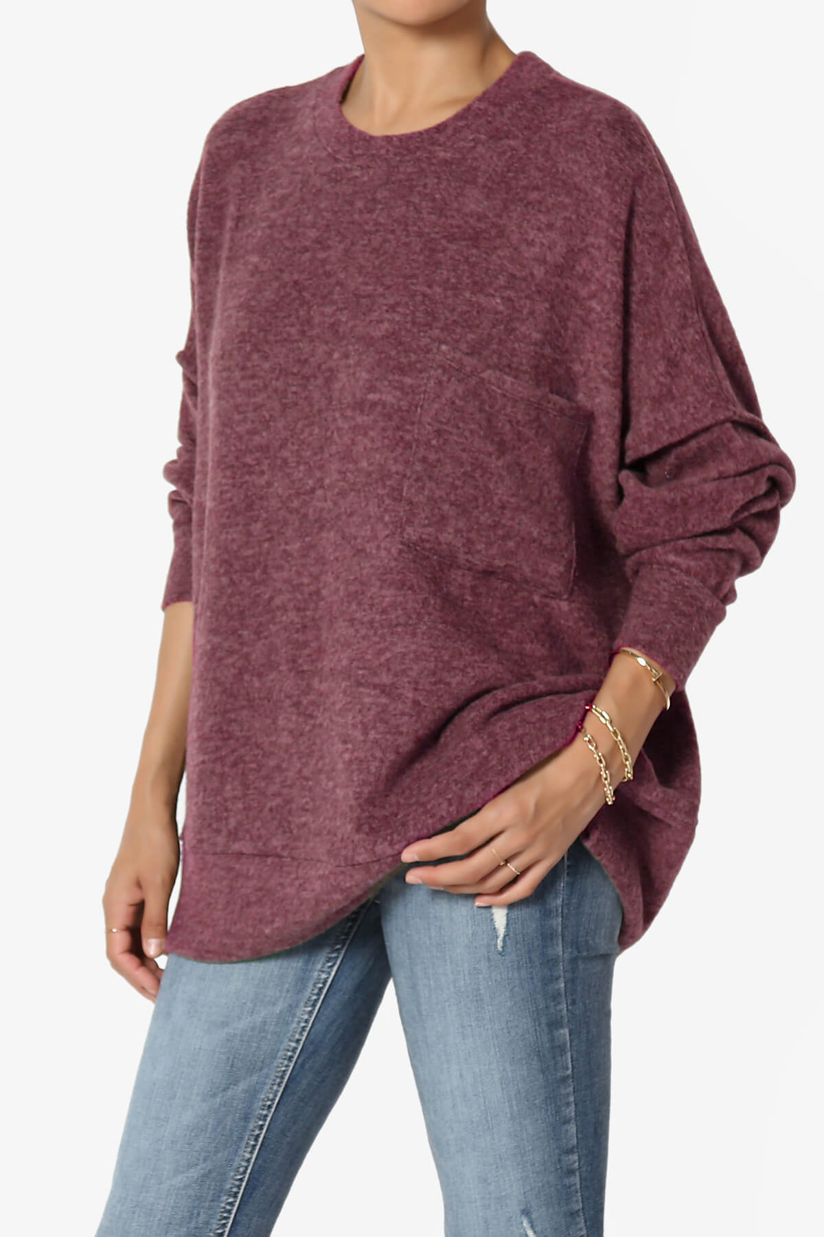 Breccan Blushed Knit Oversized Sweater DARK BURGUNDY_3