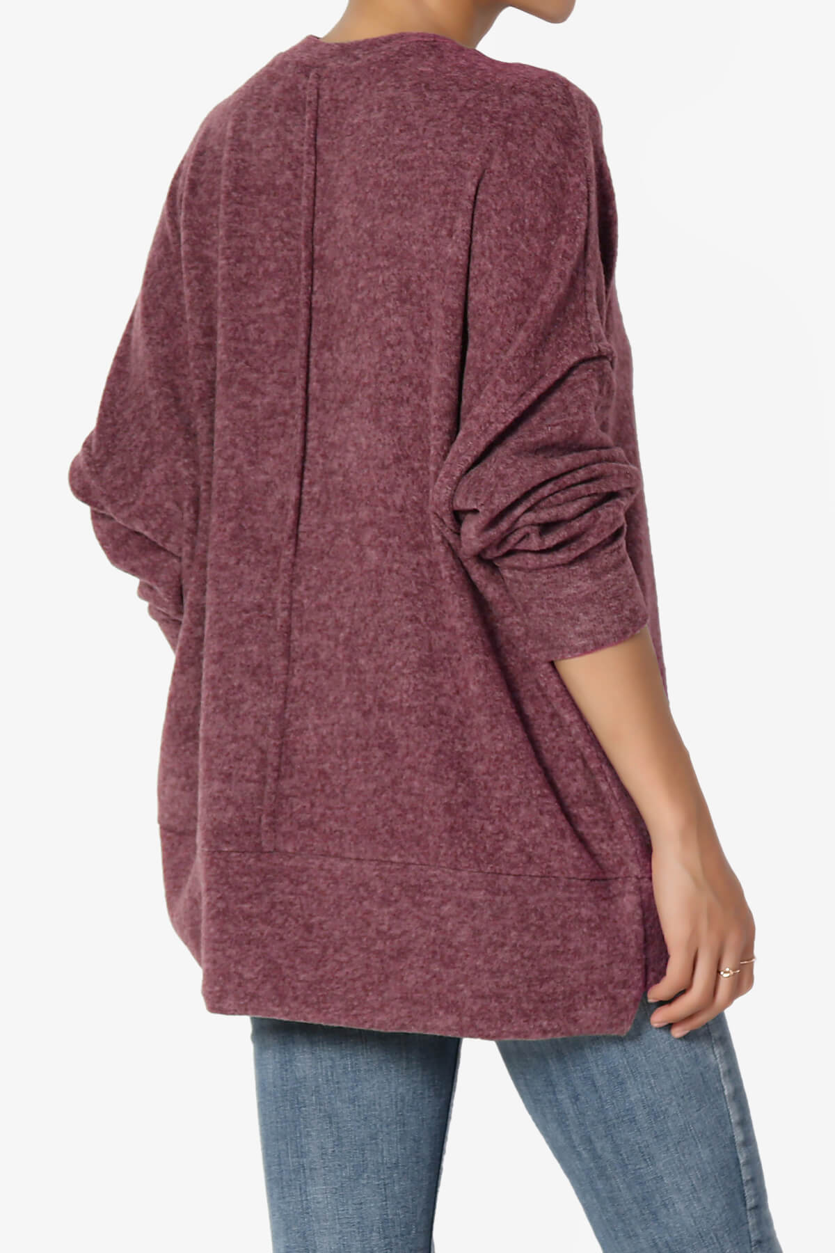 Breccan Blushed Knit Oversized Sweater DARK BURGUNDY_4