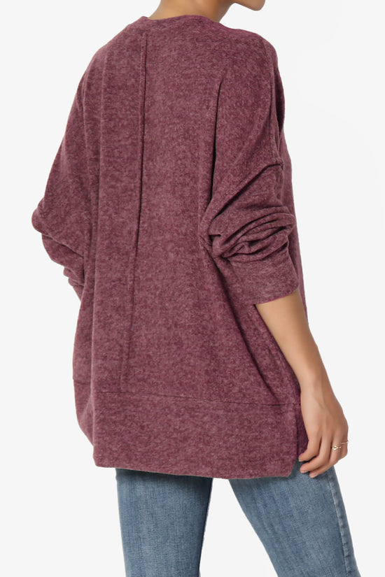 Breccan Blushed Knit Oversized Sweater DARK BURGUNDY_4