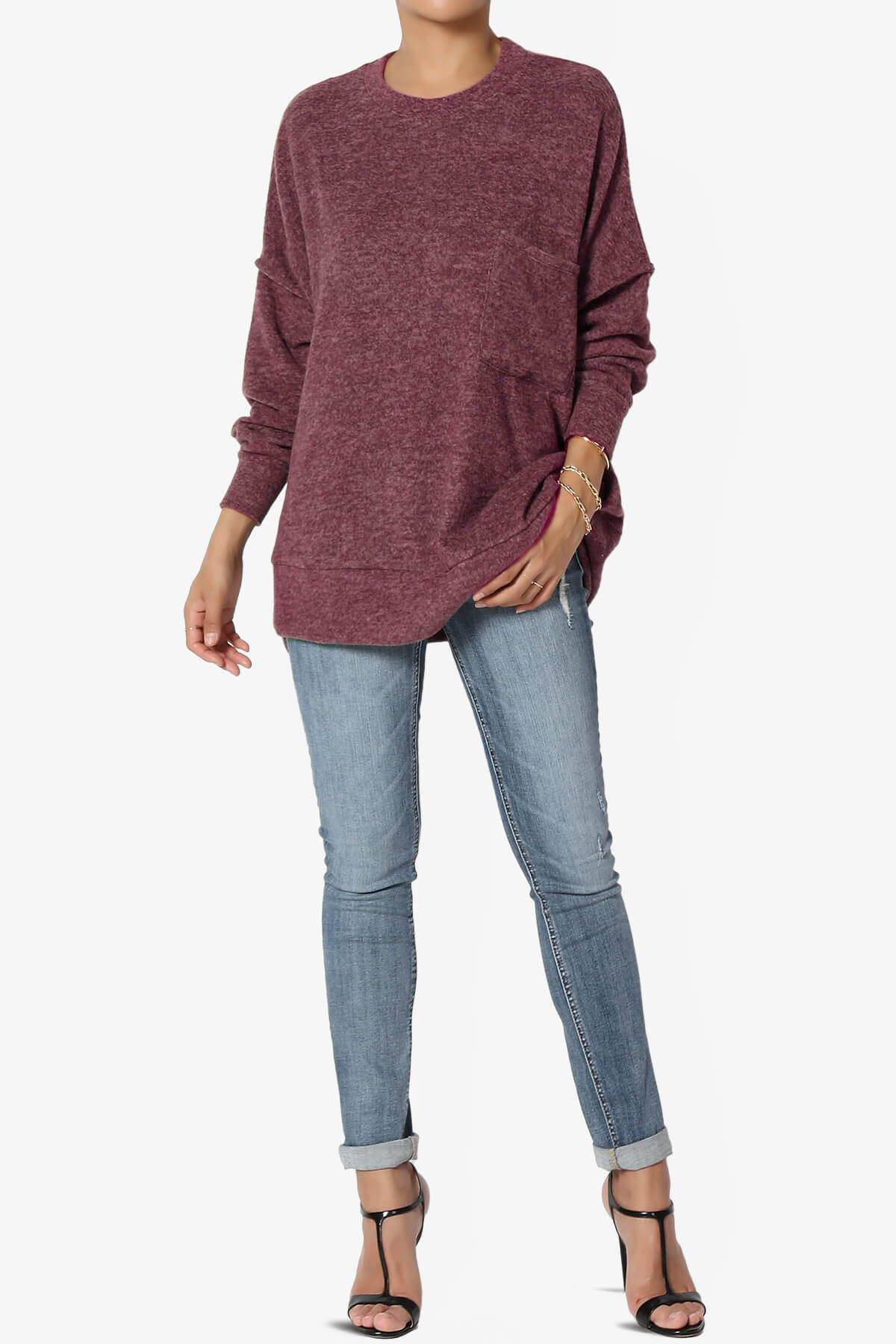 Breccan Blushed Knit Oversized Sweater DARK BURGUNDY_6