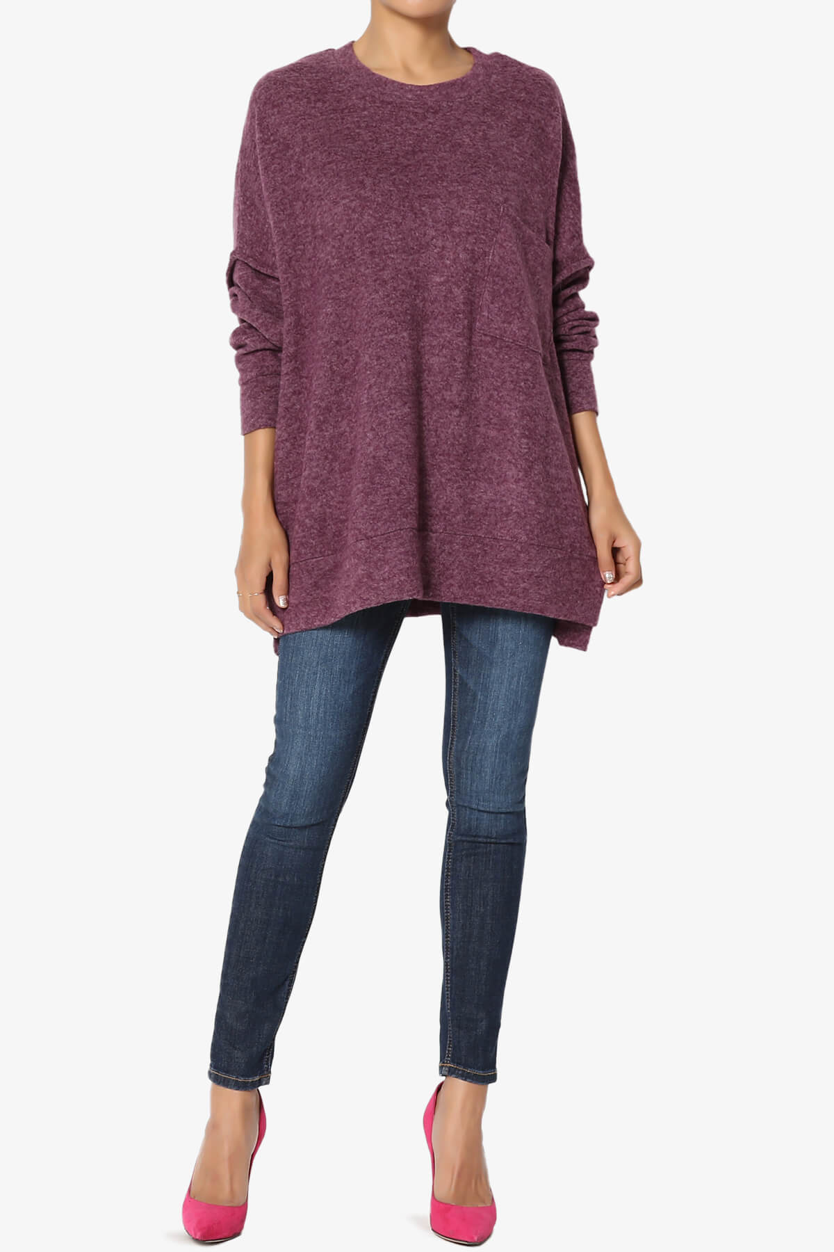 Breccan Blushed Knit Oversized Sweater DARK PLUM_6