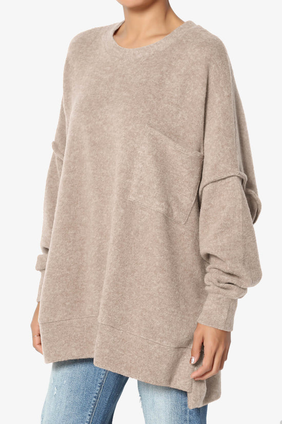 Breccan Blushed Knit Oversized Sweater LIGHT MOCHA_3