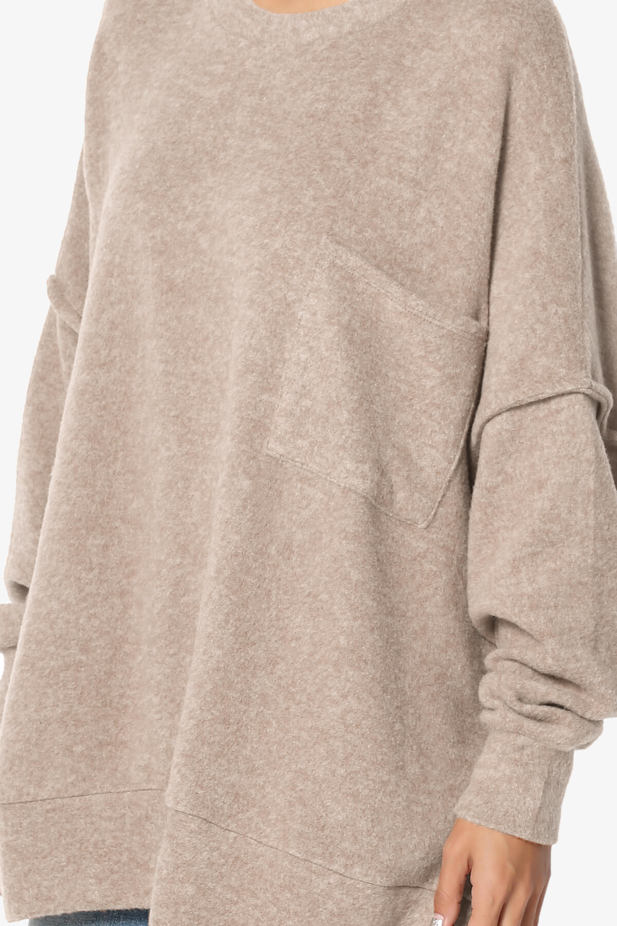 Breccan Blushed Knit Oversized Sweater LIGHT MOCHA_5