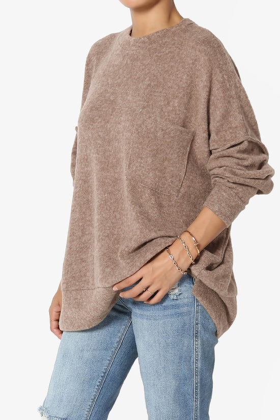 Breccan Blushed Knit Oversized Sweater MOCHA_3