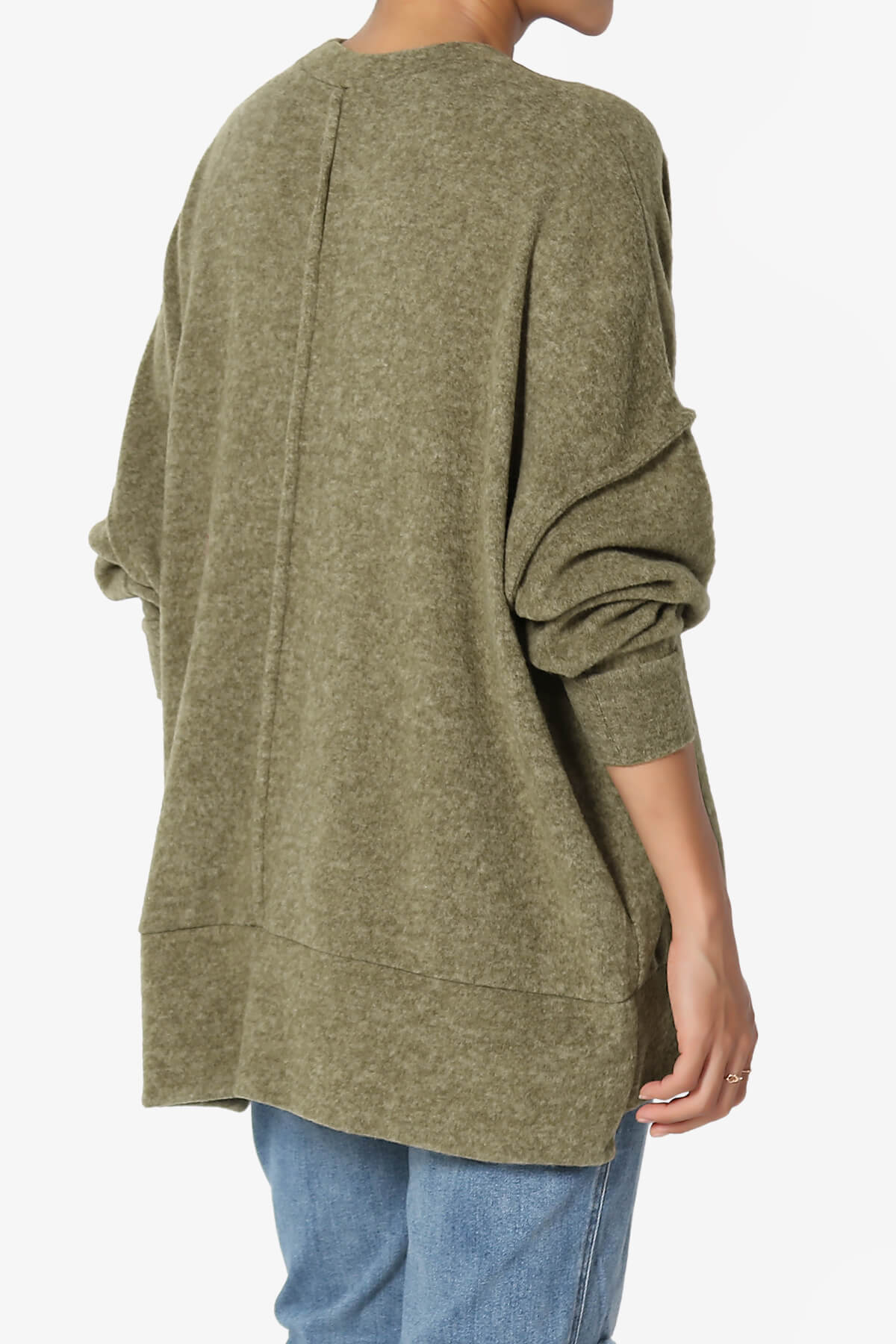 Breccan Blushed Knit Oversized Sweater OLIVE KHAKI_4