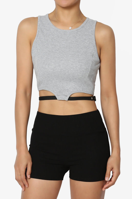 Charlotte Ribbed Crop Tank Top w Belt