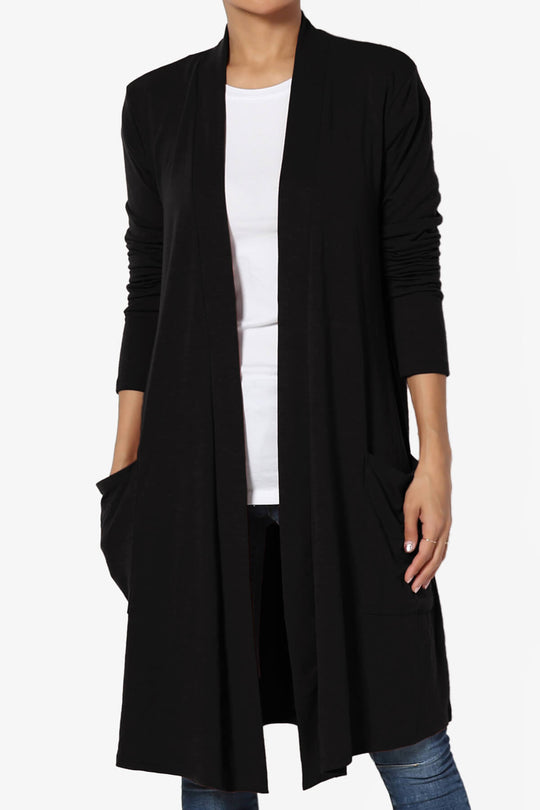 Daday Pocket Jersey Knee Length Cardigan