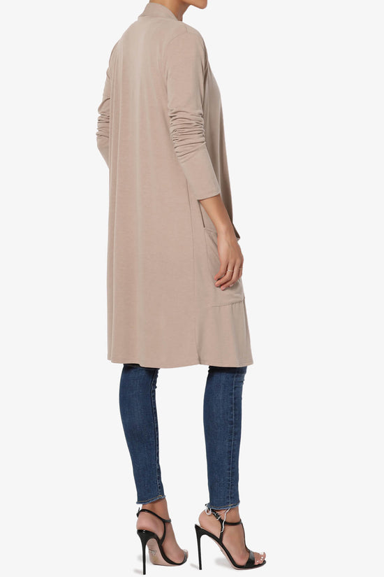Daday Pocket Jersey Knee Length Cardigan LIGHT MOCHA_4
