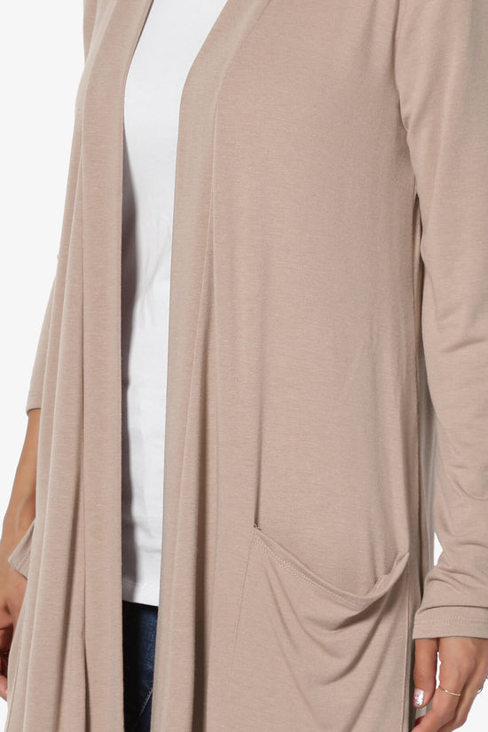 Daday Pocket Jersey Knee Length Cardigan LIGHT MOCHA_5