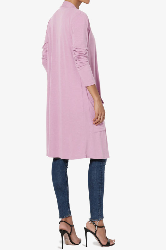Daday Pocket Jersey Knee Length Cardigan MAUVE_4