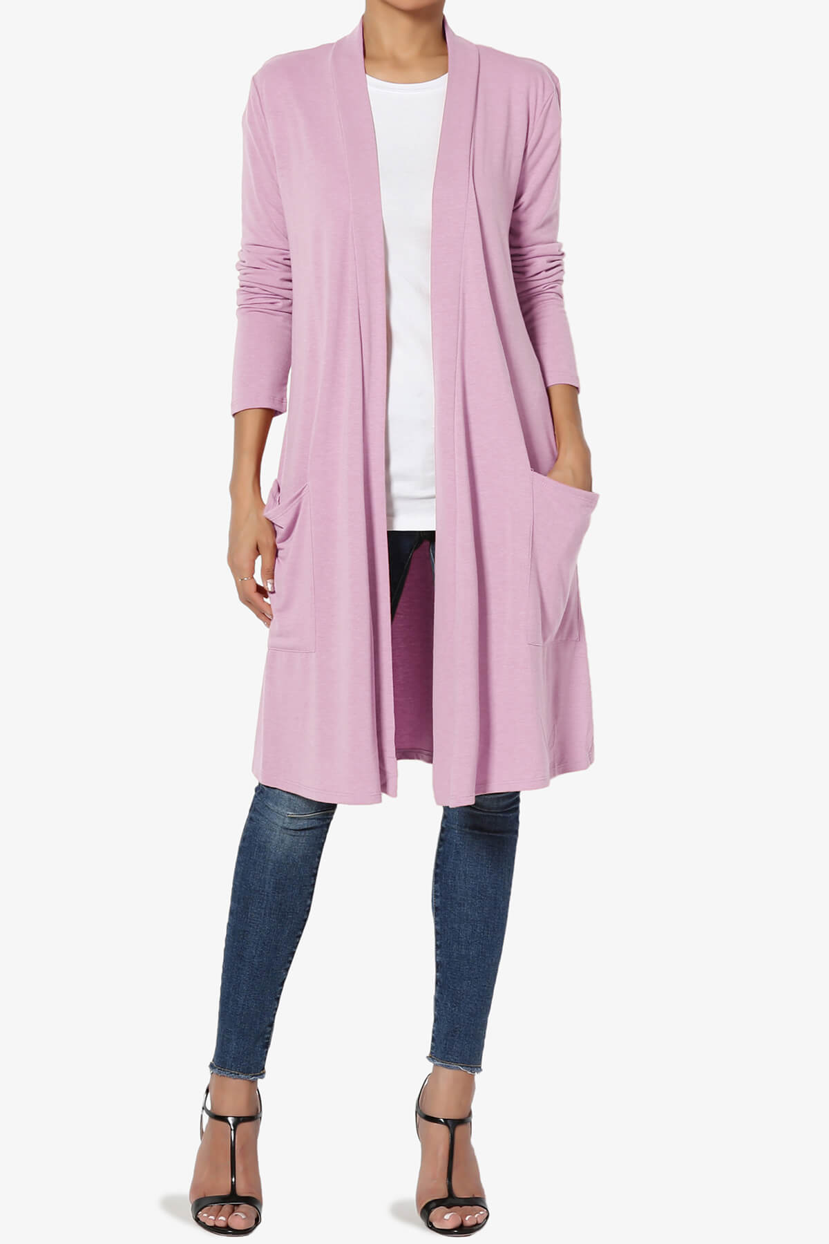 Daday Pocket Jersey Knee Length Cardigan MAUVE_6