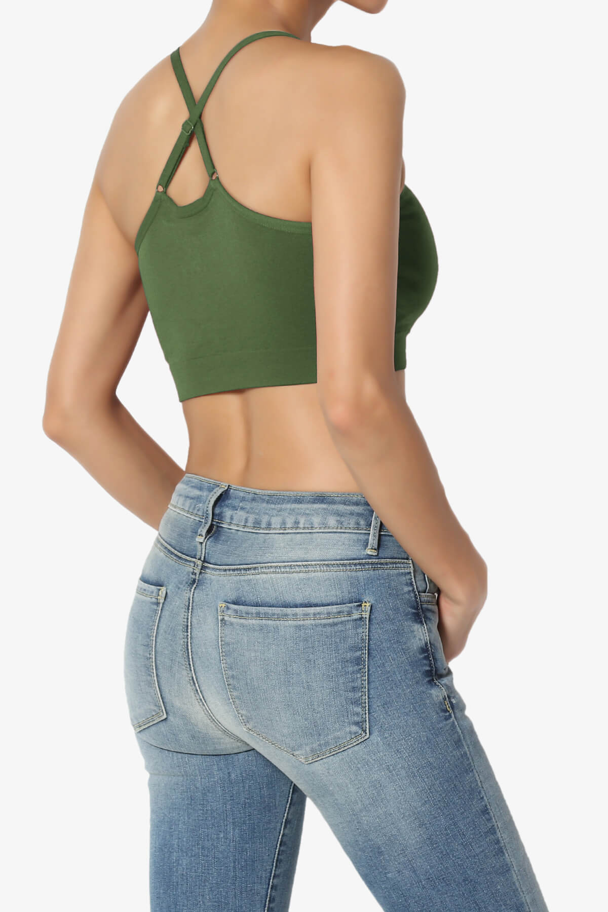 Dassie Padded Cross Back Bra Top ARMY GREEN_4