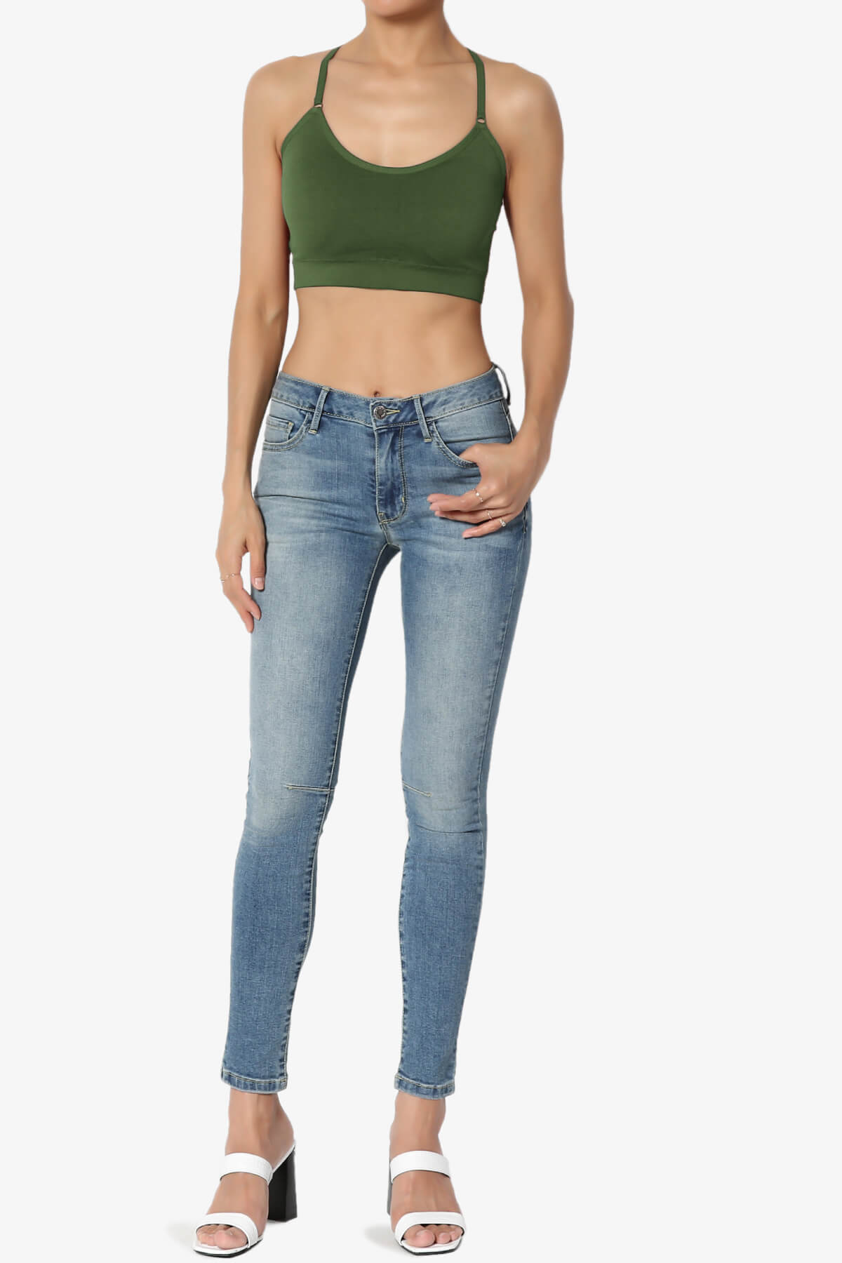 Dassie Padded Cross Back Bra Top ARMY GREEN_6