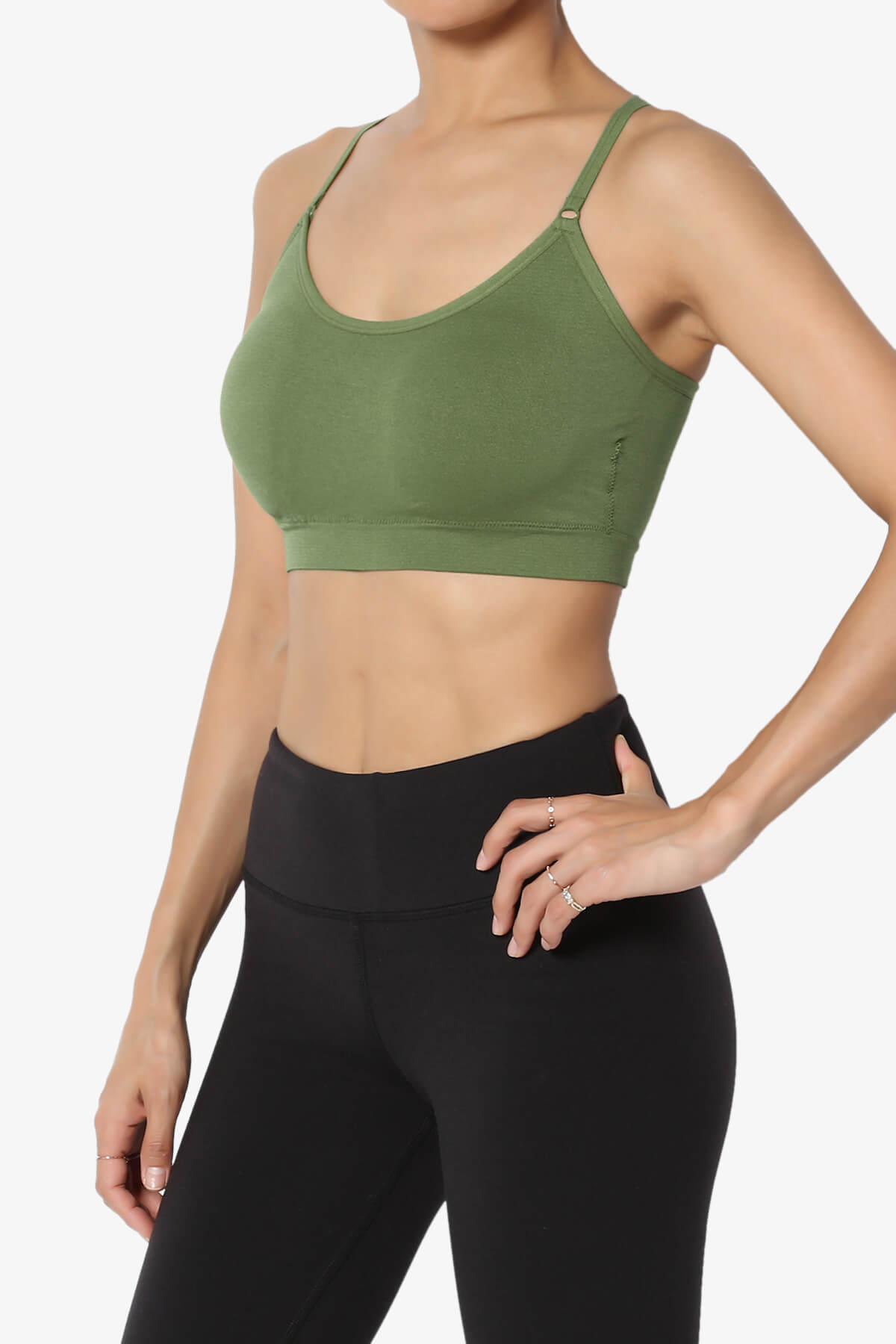 Dassie Padded Cross Back Bra Top ASH OLIVE_3