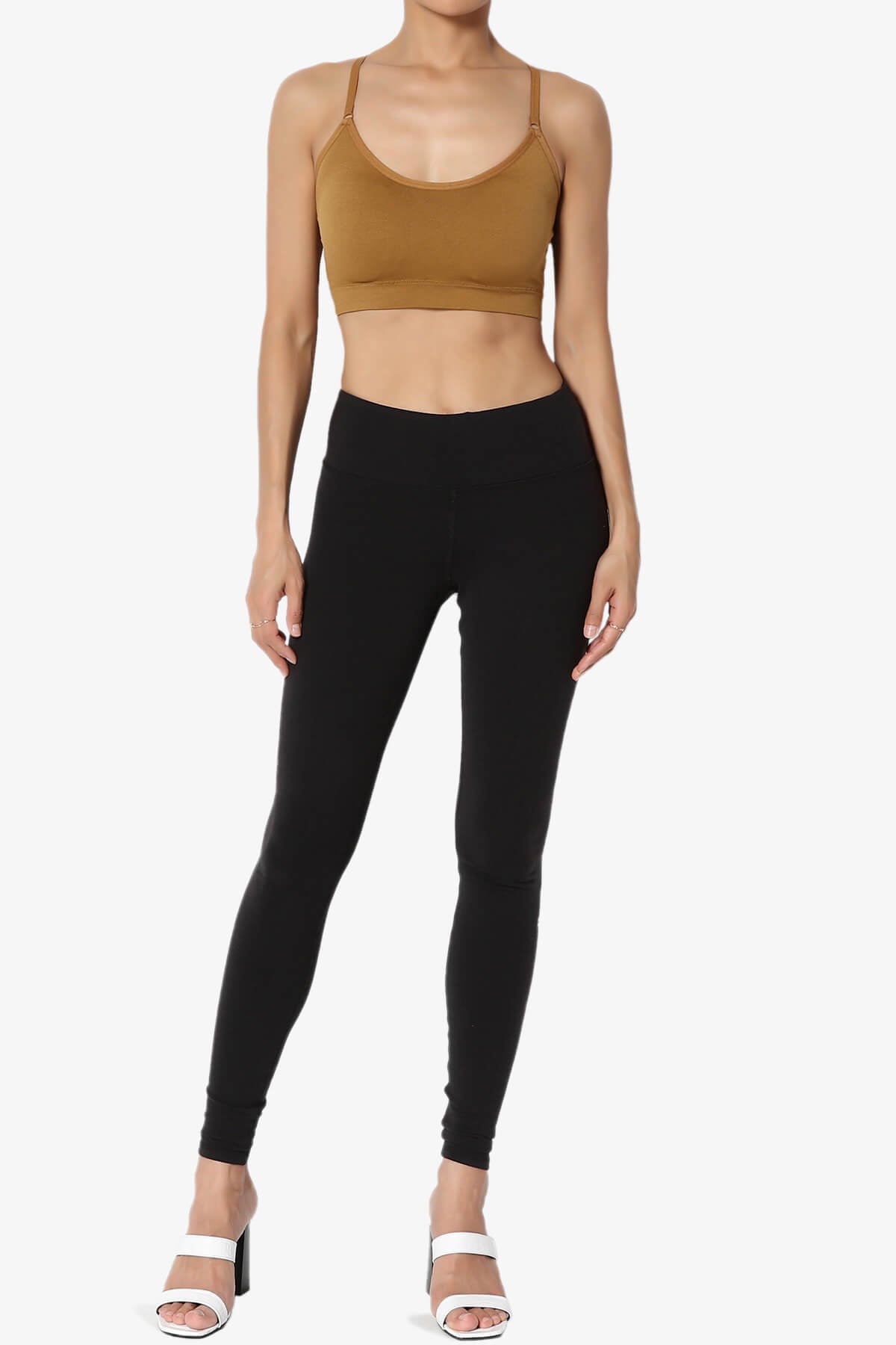 Dassie Padded Cross Back Bra Top COFFEE_6